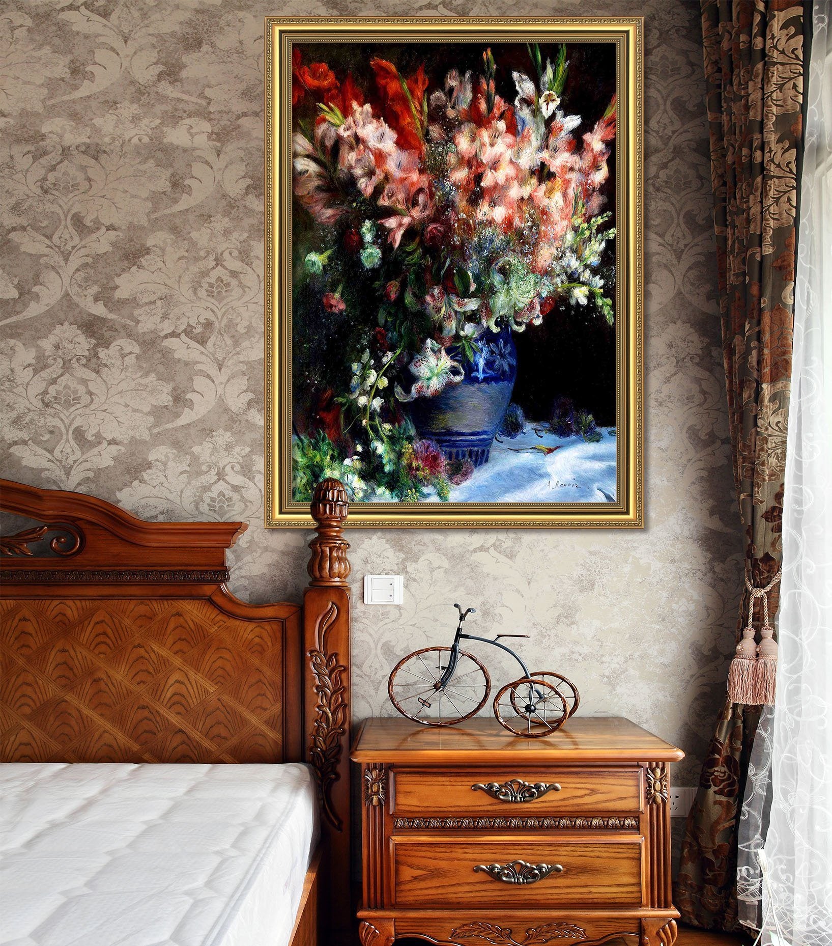 3D Draw Flowers 138 Fake Framed Print Painting Wallpaper AJ Creativity Home