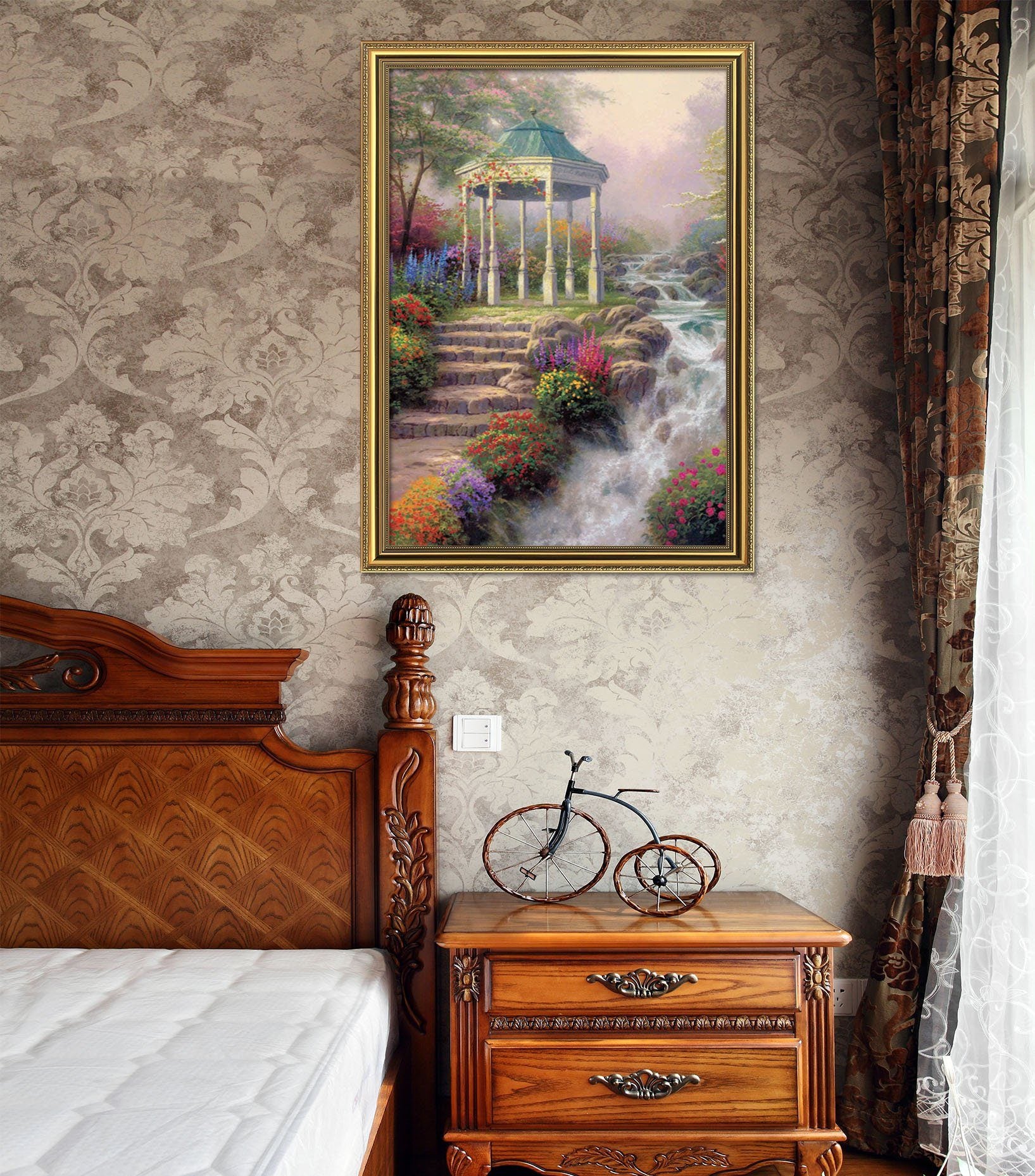 3D Small Pavilion River 008 Fake Framed Print Painting Wallpaper AJ Creativity Home