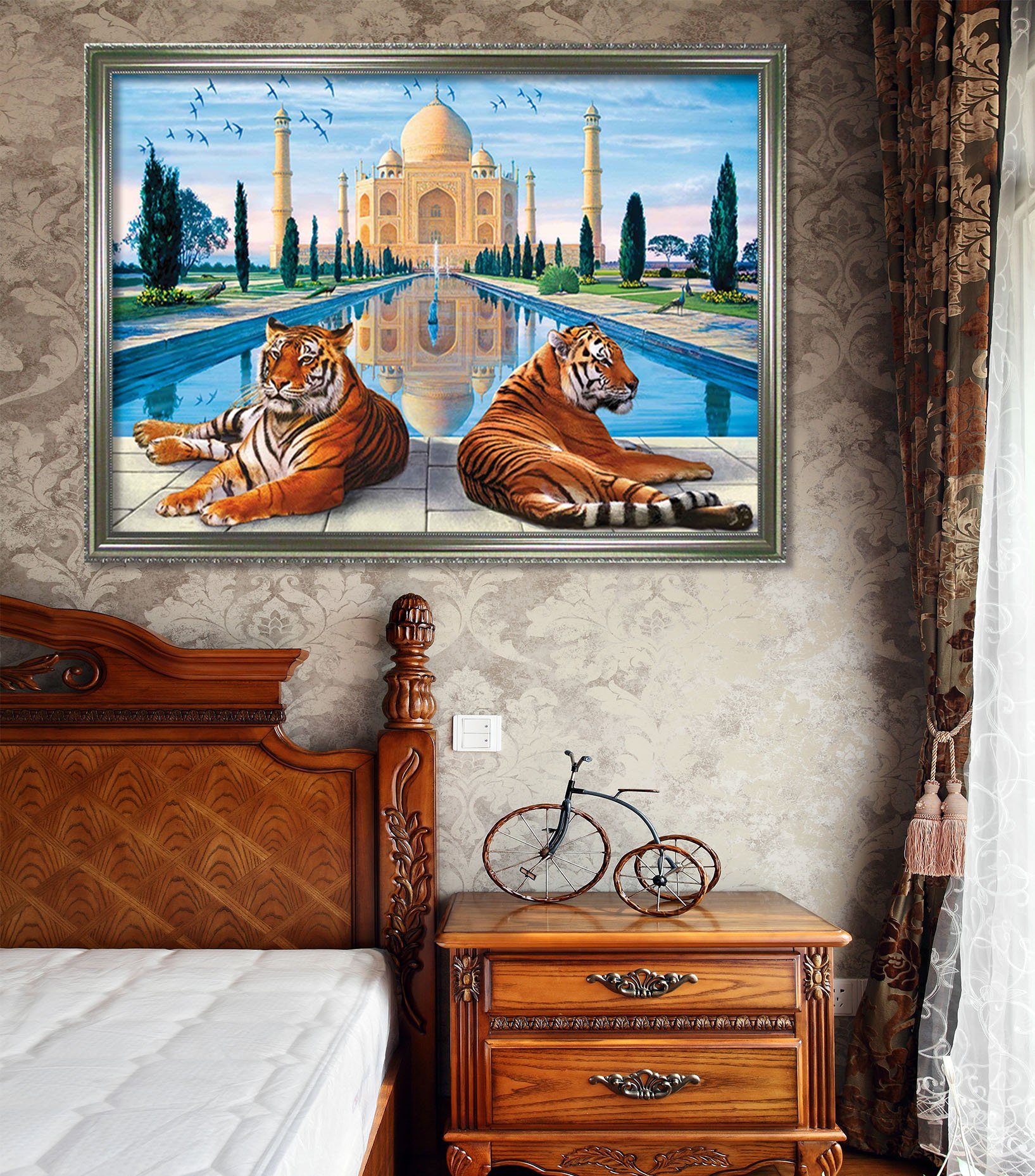 3D Leisure Tiger 055 Fake Framed Print Painting Wallpaper AJ Creativity Home