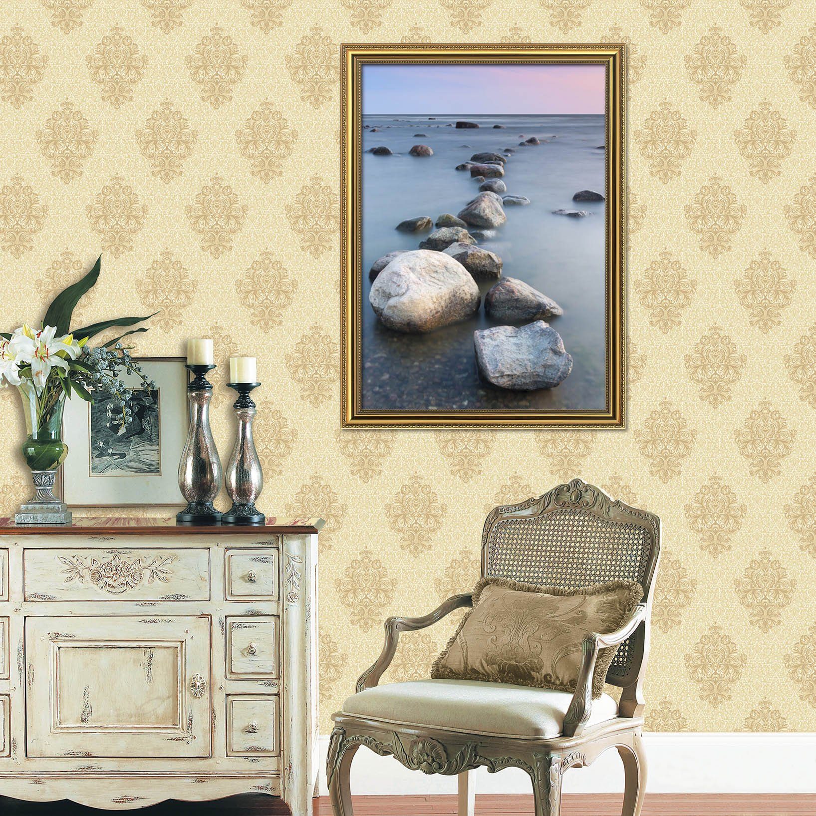 3D Stone Road 030 Fake Framed Print Painting Wallpaper AJ Creativity Home