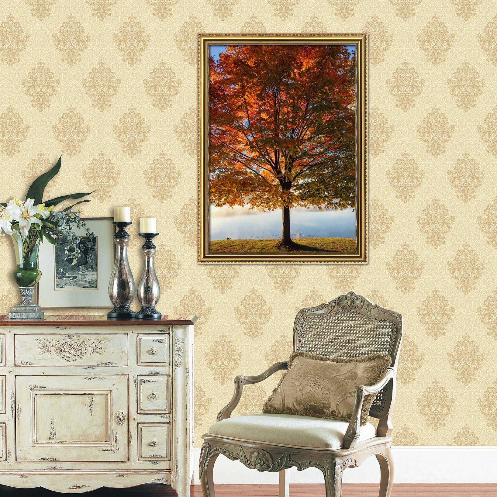 3D Maple Leaves 091 Fake Framed Print Painting Wallpaper AJ Creativity Home