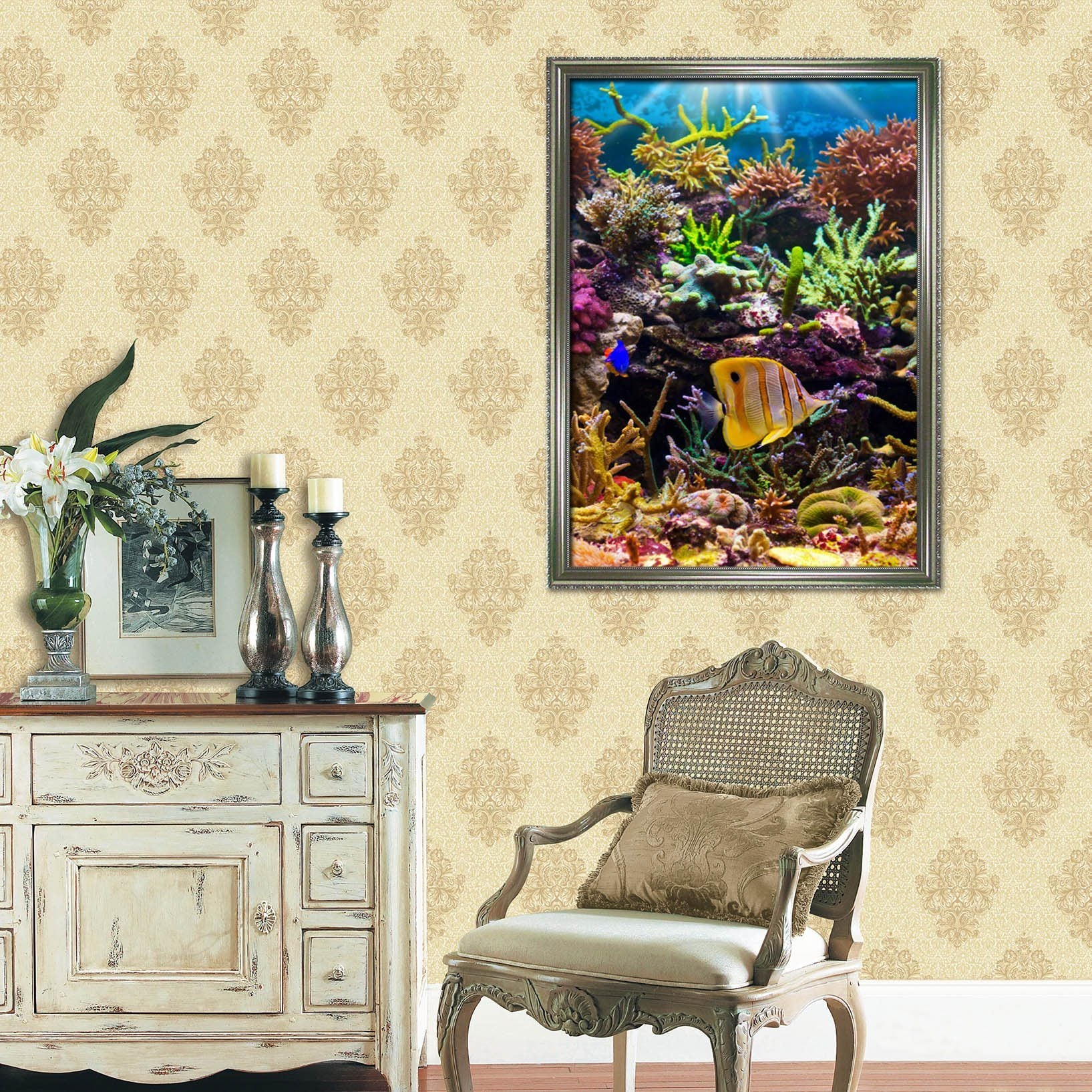 3D Submarine Coral 077 Fake Framed Print Painting Wallpaper AJ Creativity Home