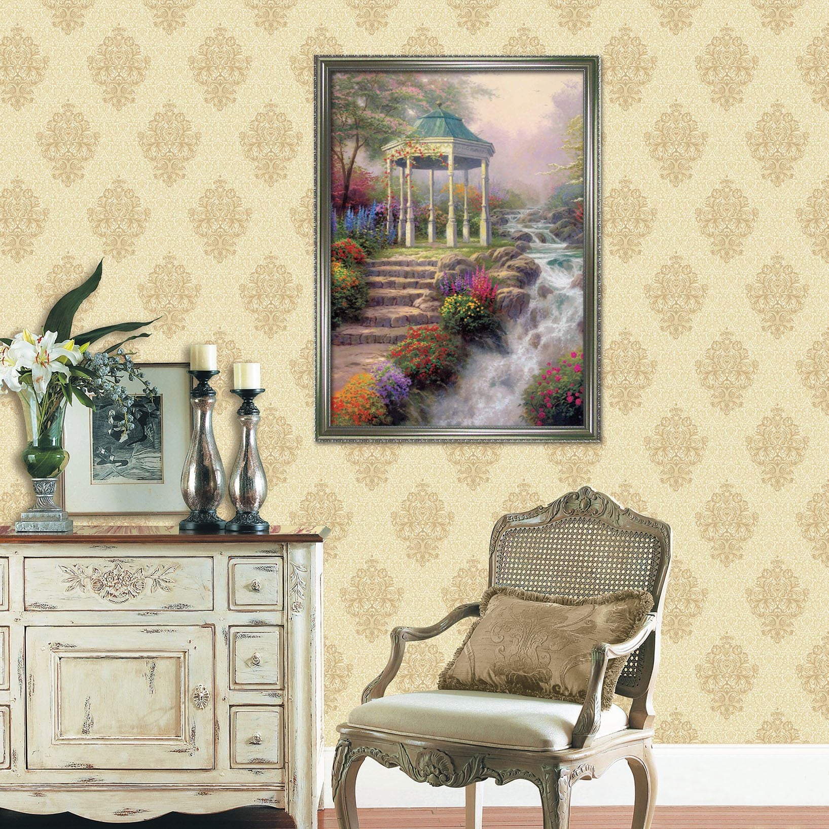 3D Small Pavilion River 008 Fake Framed Print Painting Wallpaper AJ Creativity Home