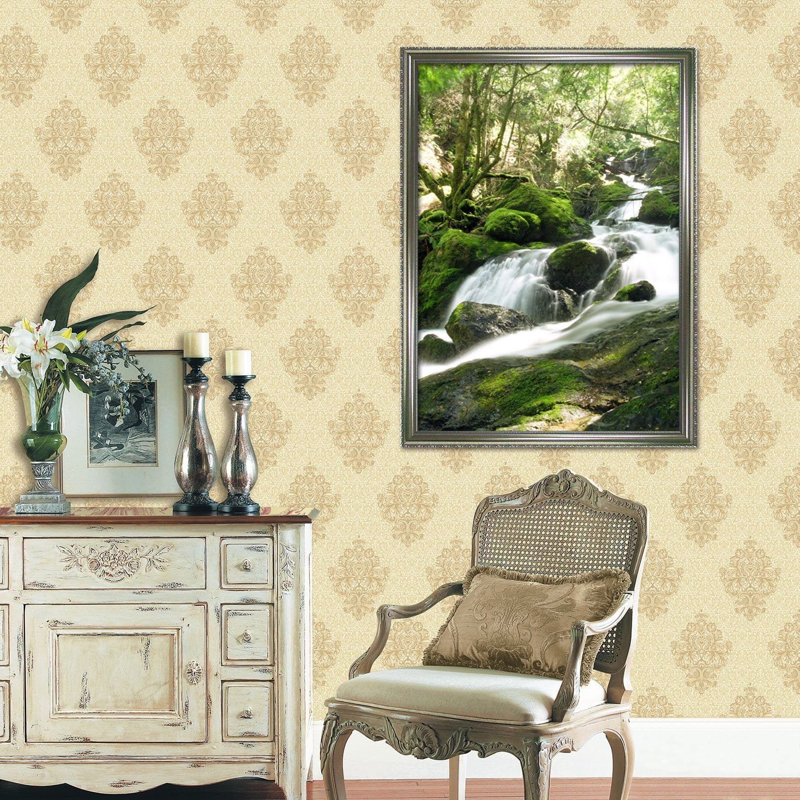 3D Moss River 062 Fake Framed Print Painting Wallpaper AJ Creativity Home