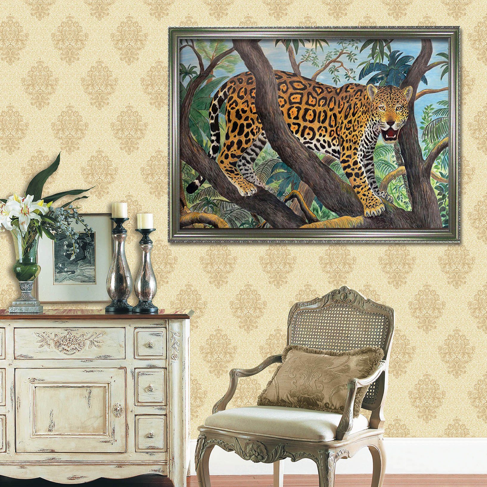 3D Big Leopard 077 Fake Framed Print Painting Wallpaper AJ Creativity Home