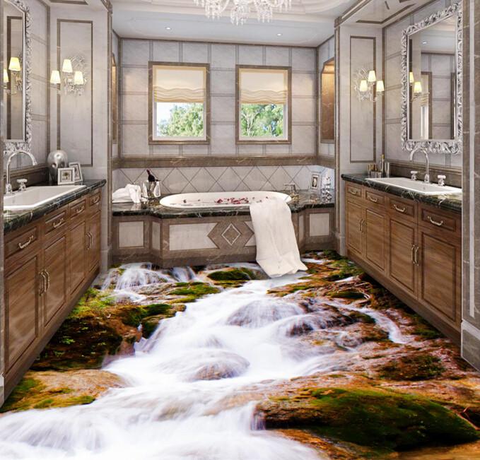 3D Steep Stream Floor Mural Wallpaper AJ Wallpaper 2