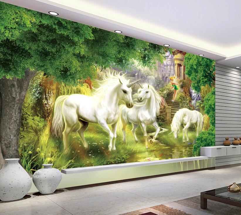 3D Castle And Galloping Horse Wallpaper AJ Wallpaper 1