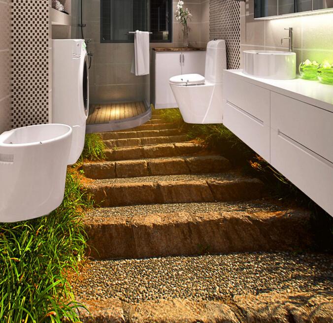 3D Stone Stairs Floor Mural Wallpaper AJ Wallpaper 2