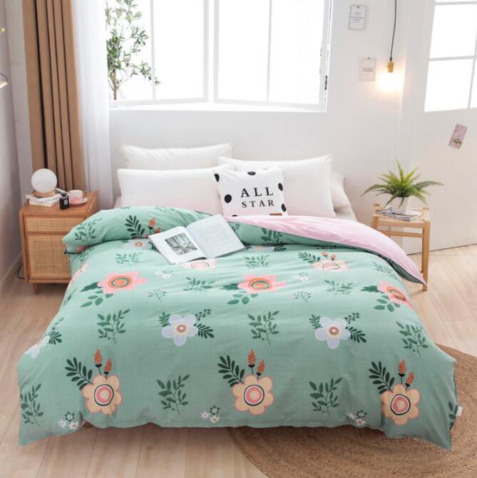 3D Green Background Blue Safflower 2062 Bed Pillowcases Quilt