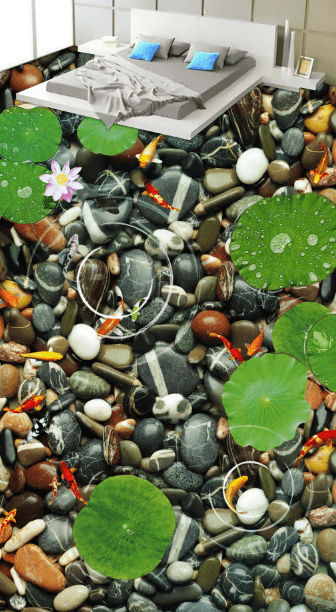 3D Lotus Leaf 089 Floor Mural Wallpaper AJ Wallpaper 2