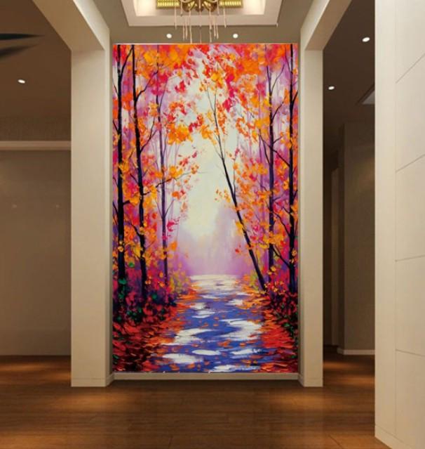 Riverside Trees Painting Wallpaper AJ Wallpaper