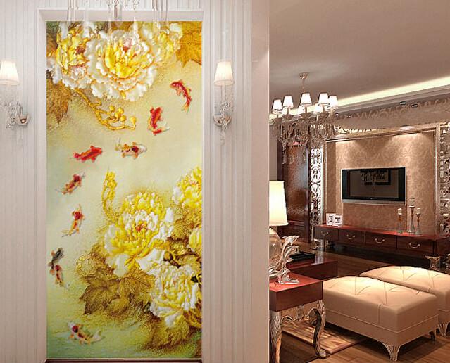 Goldfish Peonies Wallpaper AJ Wallpaper