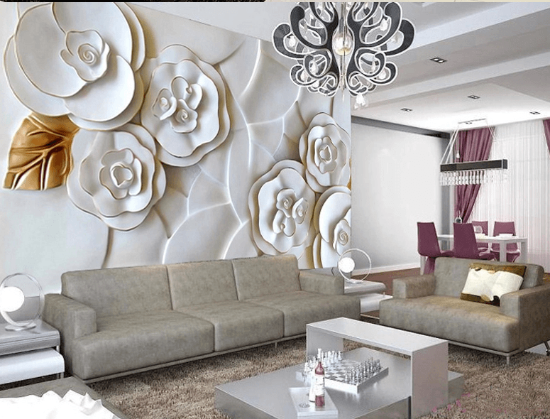 White 3D Flowers Wallpaper AJ Wallpapers
