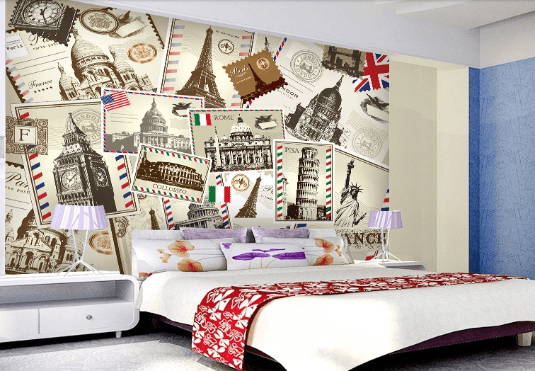 Different Countries Stamps Wallpaper AJ Wallpaper