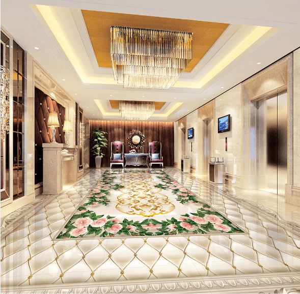 3D Roses And Pattern Floor Mural Wallpaper AJ Wallpaper 2