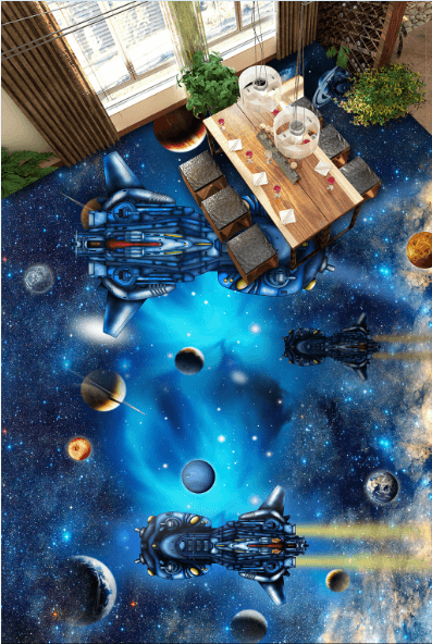 3D Space Ships Floor Mural Wallpaper AJ Wallpaper 2