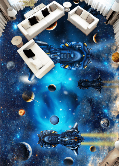 3D Space Ships Floor Mural Wallpaper AJ Wallpaper 2
