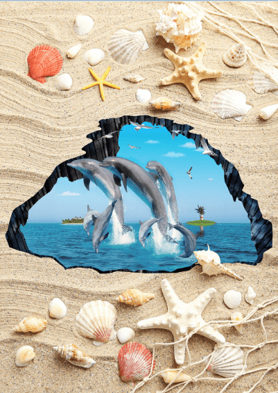 3D Dancing Dolphins Floor Mural Wallpaper AJ Wallpaper 2