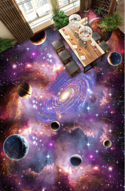 3D Bright Purple Space Floor Mural Wallpaper AJ Wallpaper 2