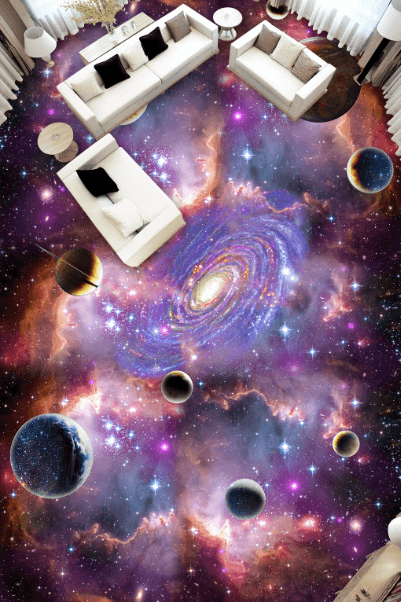 3D Bright Purple Space Floor Mural Wallpaper AJ Wallpaper 2