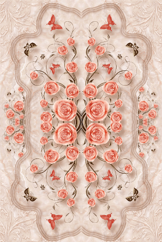 3D Flowers And Butterflies Floor Mural Wallpaper AJ Wallpaper 2