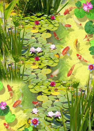 3D Pond Scenery Floor Mural Wallpaper AJ Wallpaper 2