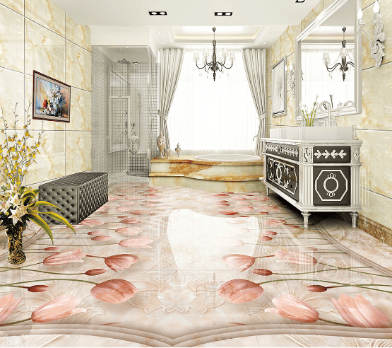 3D Rose Butterfly 103 Floor Mural Wallpaper AJ Wallpaper 2