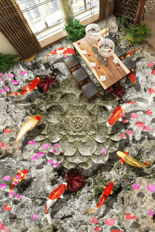 3D Stone Flower 097 Floor Mural Wallpaper AJ Wallpaper 2