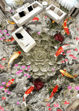3D Metal Lotus Floor Mural Wallpaper AJ Wallpaper 2