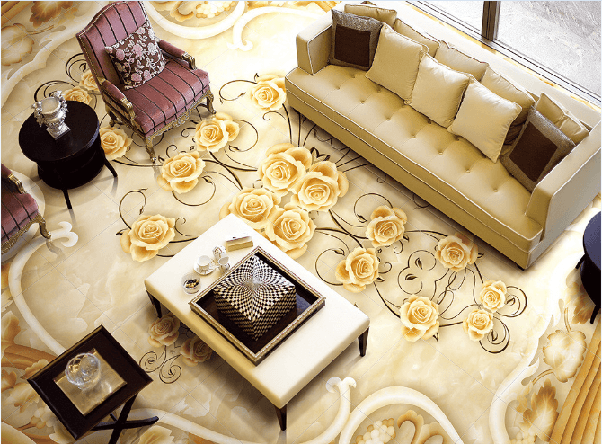 3D Small Gold Flower 089 Floor Mural Wallpaper AJ Wallpaper 2
