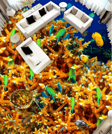 3D Orange Corals Floor Mural Wallpaper AJ Wallpaper 2
