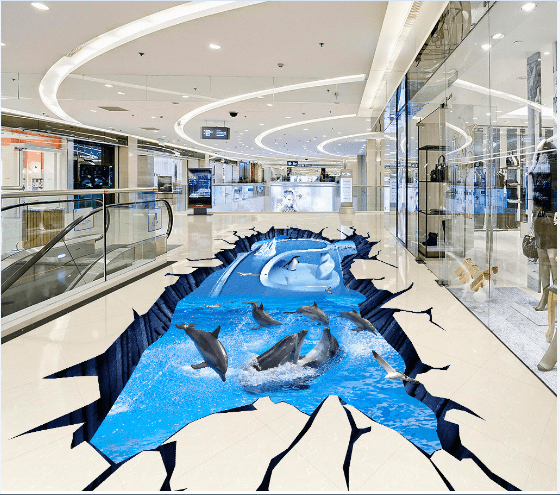 3D Dolphin Jumping 086 Floor Mural Wallpaper AJ Wallpaper 2
