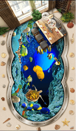 3D Sea Window Floor Mural Wallpaper AJ Wallpaper 2