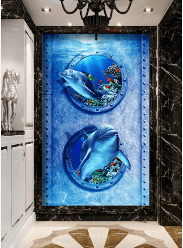 3D Ocean Door Floor Mural Wallpaper AJ Wallpaper 2