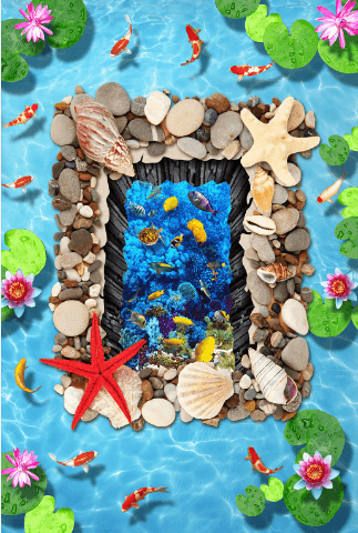 3D Pond Ocean Floor Mural Wallpaper AJ Wallpaper 2