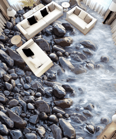 3D Stone River 080 Floor Mural Wallpaper AJ Wallpaper 2