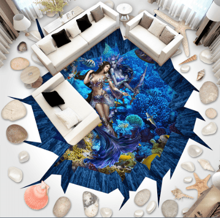 3D Sea Bottom Mermaids Floor Mural Wallpaper AJ Wallpaper 2