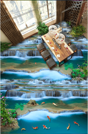 3D Flowing Lakes Floor Mural Wallpaper AJ Wallpaper 2