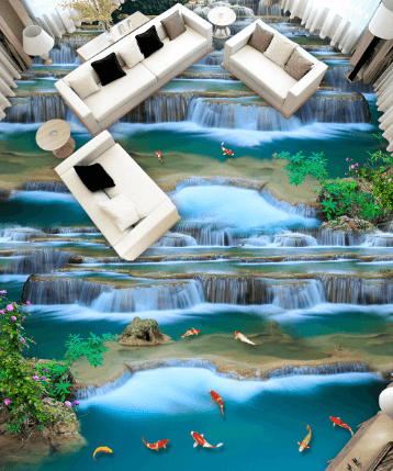 3D Flowing Lakes Floor Mural Wallpaper AJ Wallpaper 2
