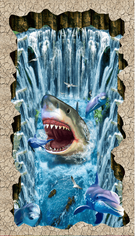 3D Shark And Dolphins Floor Mural Wallpaper AJ Wallpaper 2