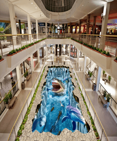 3D Shark And Dolphins Floor Mural Wallpaper AJ Wallpaper 2