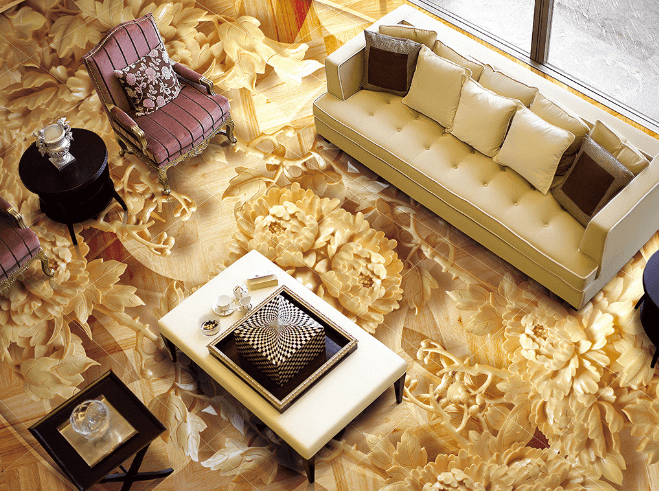 3D Peony Floor Mural Wallpaper AJ Wallpaper 2