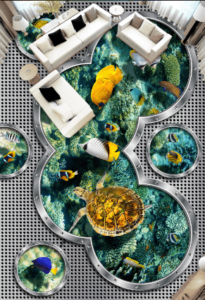 3D Various Color Fishes Floor Mural Wallpaper AJ Wallpaper 2