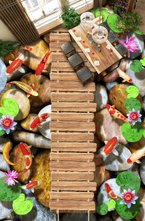 3D Wood Hanging Bridge Floor Mural Wallpaper AJ Wallpaper 2