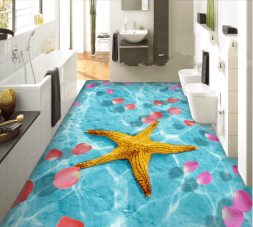 3D Yellow Starfish 063 Floor Mural Wallpaper AJ Wallpaper 2