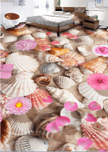 3D Conch Shells Floor Mural Wallpaper AJ Wallpaper 2