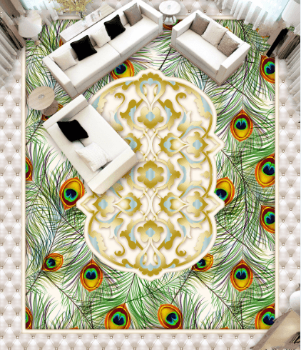 3D Peacock Feathers Floor Mural Wallpaper AJ Wallpaper 2