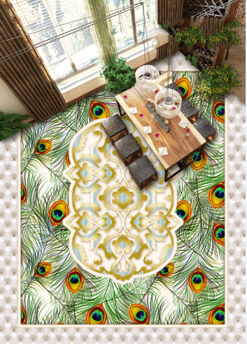 3D Peacock Feathers Floor Mural Wallpaper AJ Wallpaper 2