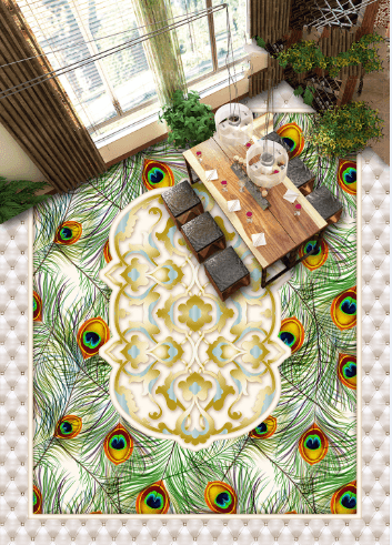 3D Peacock Tail 056 Floor Mural Wallpaper AJ Wallpaper 2