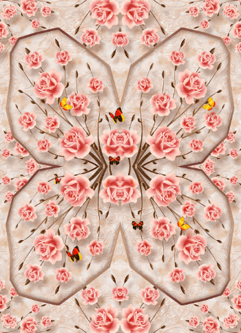 3D Butterfly Flower Floor Mural Wallpaper AJ Wallpaper 2